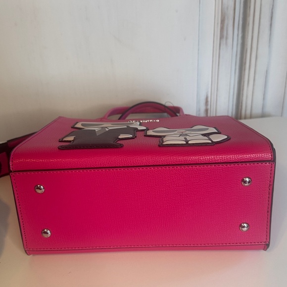 NWT Karl Lagerfeld Paris Pink Tote Bag Karl & Choupette Graphic Satchel w/ Strap - Picture 4 of 4